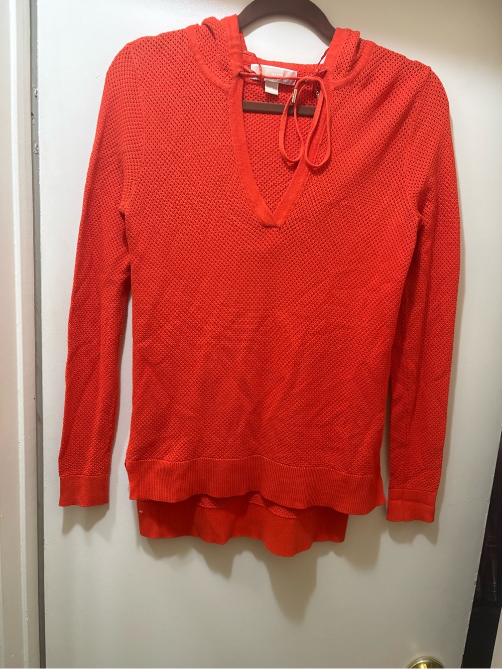MICHAEL Michael Kors Orange Open-Knit Hooded Sweater